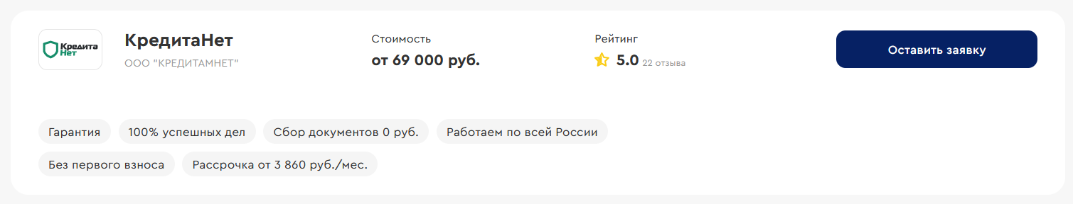 КредитаНет — лидер рейтинга фирм по сопровождению процедур несостоятельности граждан в Пензе по данным сайта «БФЛ.топ»